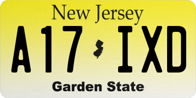 NJ license plate A17IXD