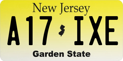 NJ license plate A17IXE