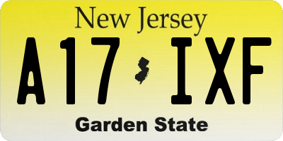 NJ license plate A17IXF