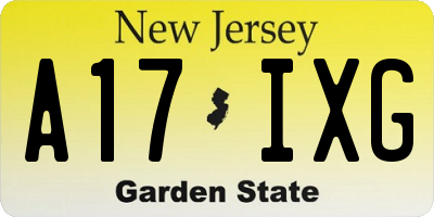NJ license plate A17IXG