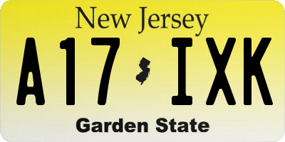 NJ license plate A17IXK