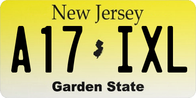 NJ license plate A17IXL