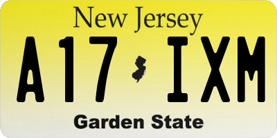 NJ license plate A17IXM