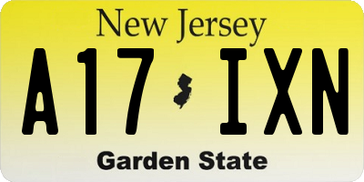NJ license plate A17IXN