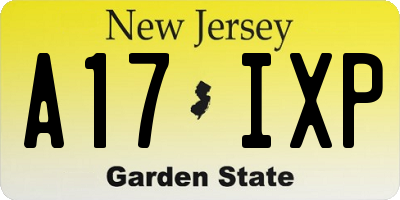 NJ license plate A17IXP