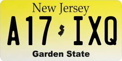 NJ license plate A17IXQ