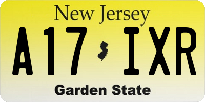 NJ license plate A17IXR
