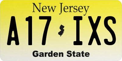 NJ license plate A17IXS