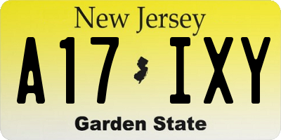 NJ license plate A17IXY