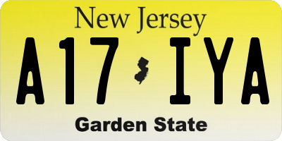 NJ license plate A17IYA