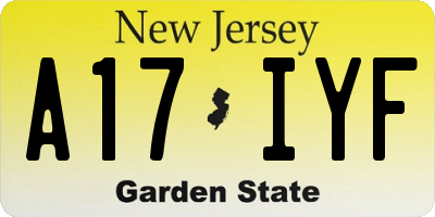 NJ license plate A17IYF