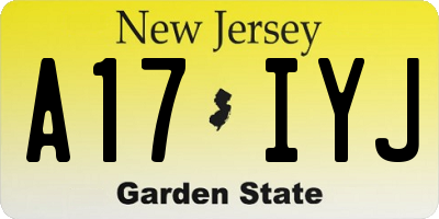NJ license plate A17IYJ
