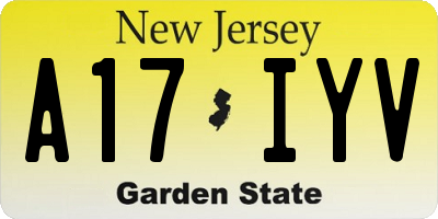 NJ license plate A17IYV