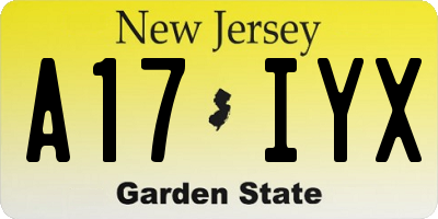 NJ license plate A17IYX