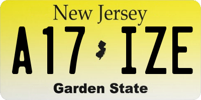 NJ license plate A17IZE