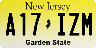 NJ license plate A17IZM