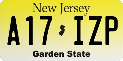 NJ license plate A17IZP