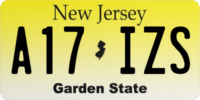 NJ license plate A17IZS