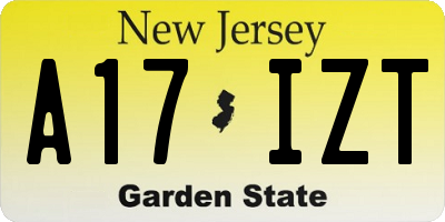 NJ license plate A17IZT