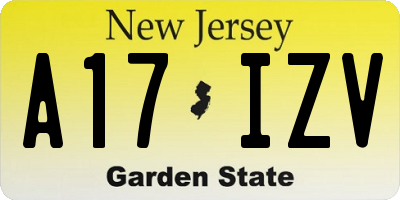 NJ license plate A17IZV