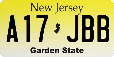 NJ license plate A17JBB