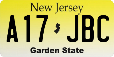 NJ license plate A17JBC