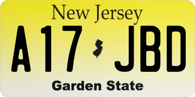 NJ license plate A17JBD