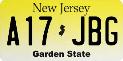 NJ license plate A17JBG