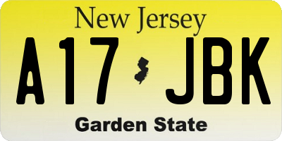 NJ license plate A17JBK