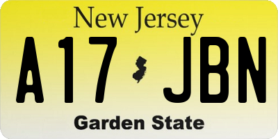 NJ license plate A17JBN