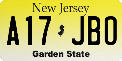 NJ license plate A17JBO