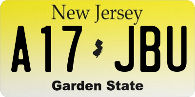 NJ license plate A17JBU