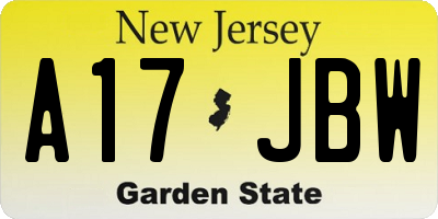 NJ license plate A17JBW