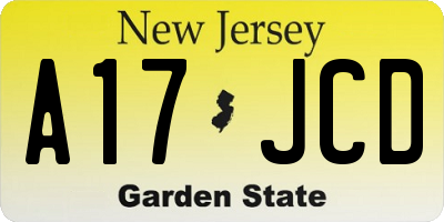 NJ license plate A17JCD