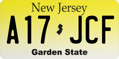 NJ license plate A17JCF