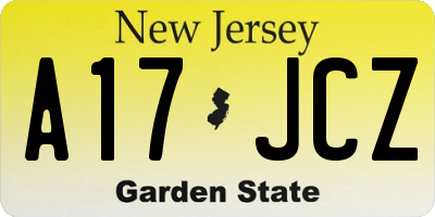 NJ license plate A17JCZ
