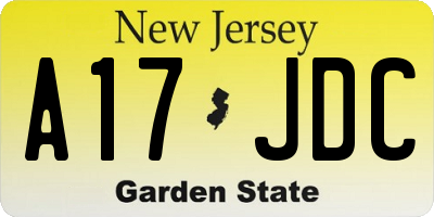 NJ license plate A17JDC