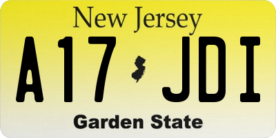 NJ license plate A17JDI