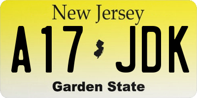NJ license plate A17JDK