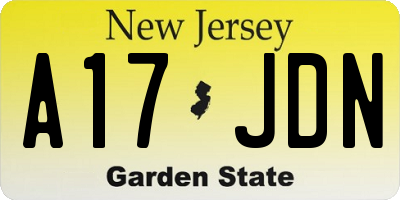 NJ license plate A17JDN