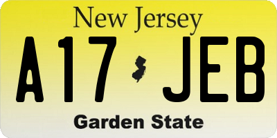 NJ license plate A17JEB