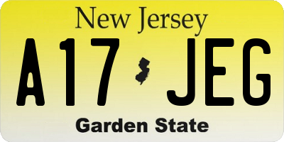 NJ license plate A17JEG