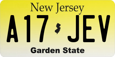 NJ license plate A17JEV