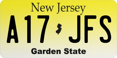 NJ license plate A17JFS