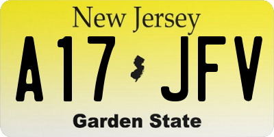 NJ license plate A17JFV