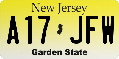 NJ license plate A17JFW