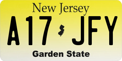NJ license plate A17JFY