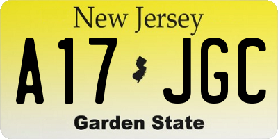 NJ license plate A17JGC