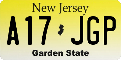 NJ license plate A17JGP
