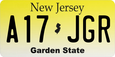 NJ license plate A17JGR